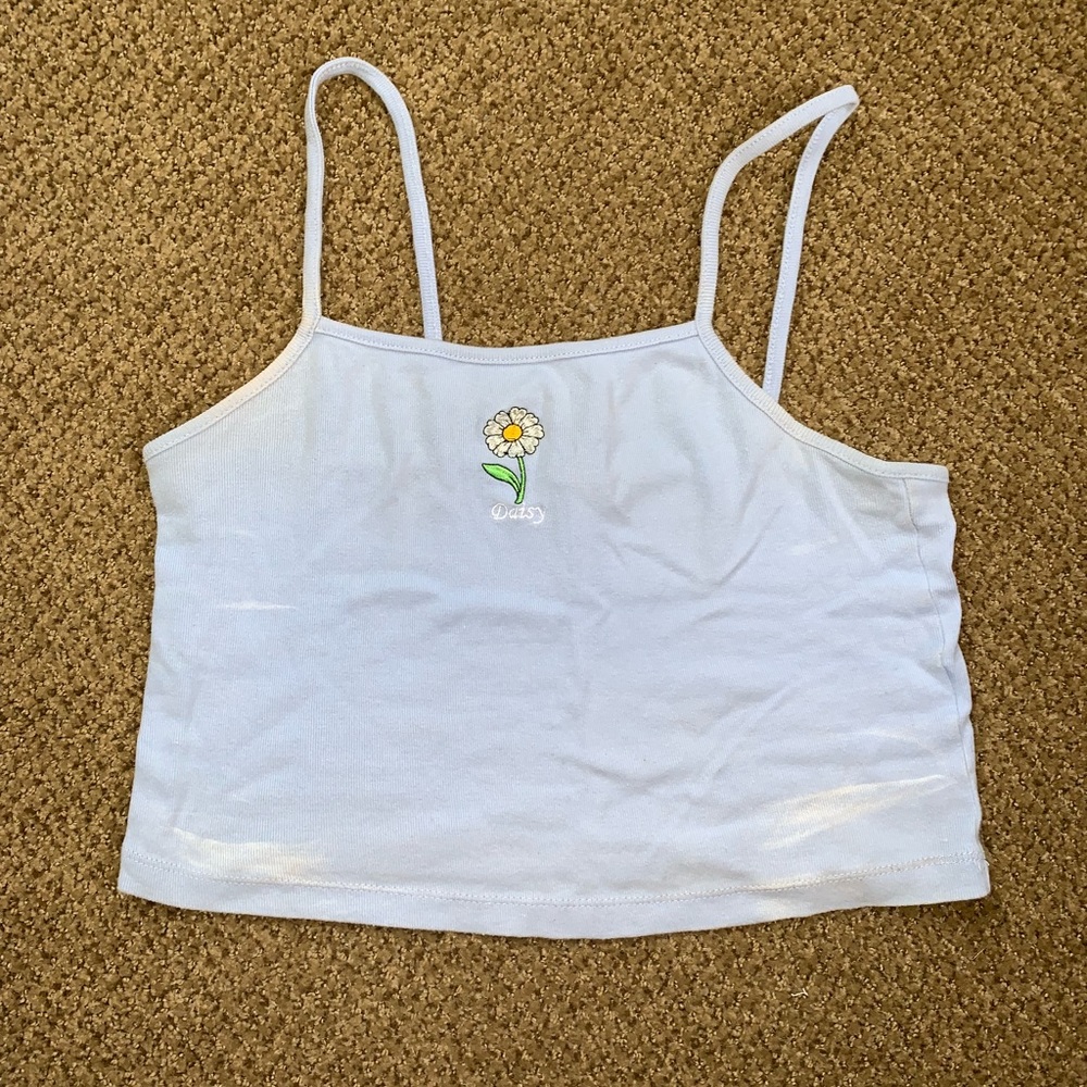 Sky blue daisy halter crop top